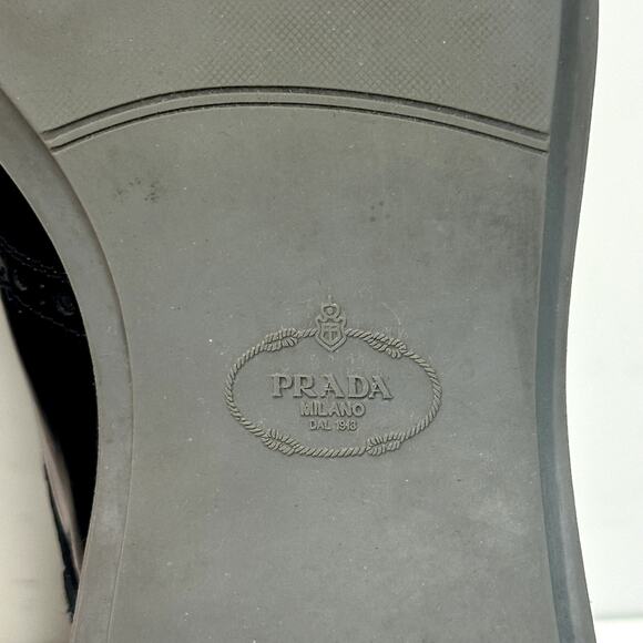 Prada Black Brushed Leather Wingtip Derby Dress Sneakers UK 9.5 EE / US 10.5 D main image 10